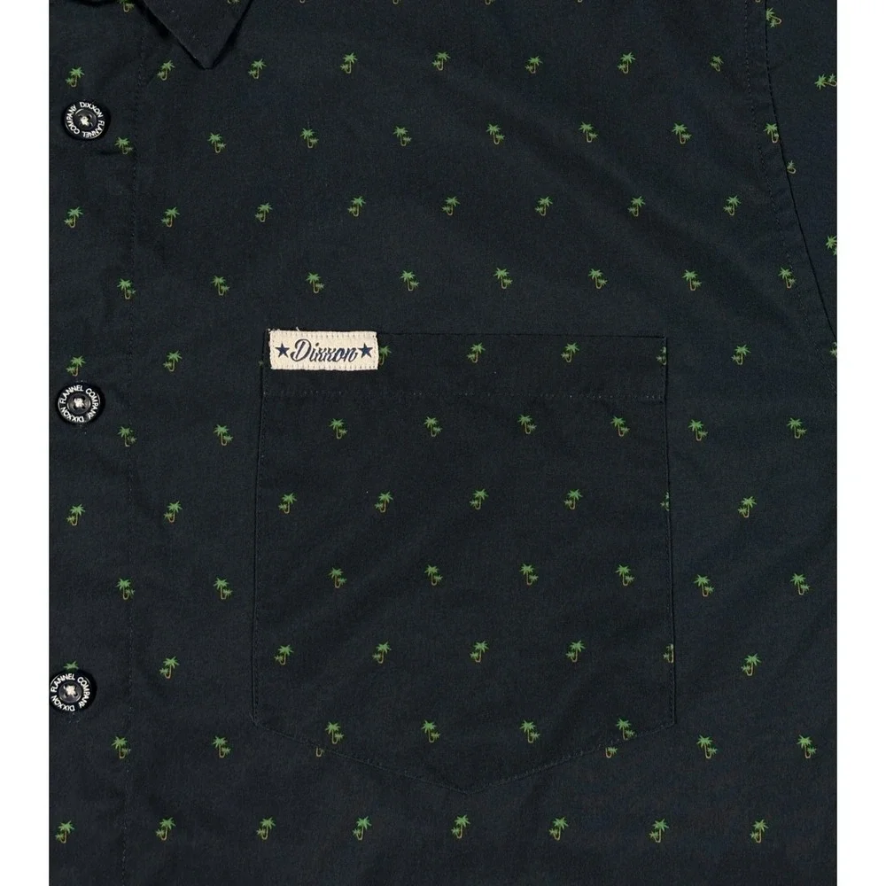 Dixxon Flannel Co Shirt Mens 2XL Blue Short Sleeve Palm Tree Lightweight Stretch - Picture 3 of 10